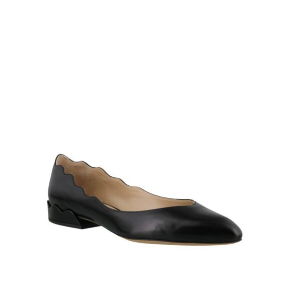 Chloe Shoes - Chloe Laurena Scalloped Pointed-Toe Ballet Flats 38.5
